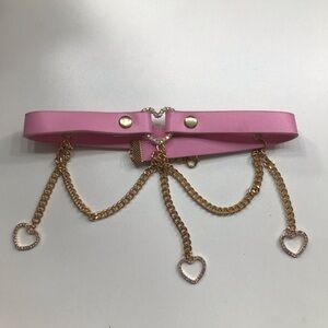 Pink and Gold Heart Chain Choker